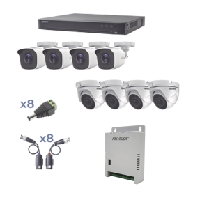 KIT TurboHD 1080 / DVR 8 Canales /  4 Cámaras Bala +  4 Cámaras Eyeball